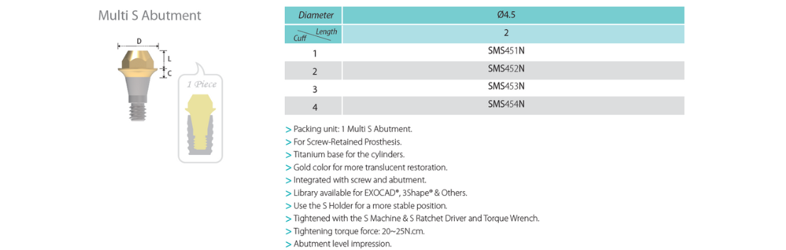 Multi S Abutment - Narrow
